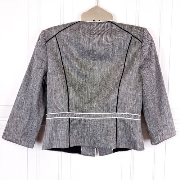 WHITE HOUSE BLACK MARKET Jacket 4 Lightweight Textured Linen Blend Stretch Zip - Picture 4 of 10